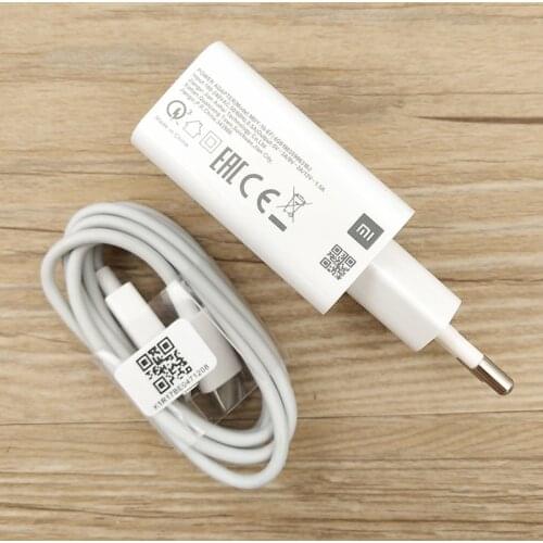 18W Original Xiaomi Fast Charger QC 3.0 EU Quick Charge Power Adapter 1/2/3M 3A Type C Cable For mi 9se 9T Redmi Note 8 9 Pro 9S