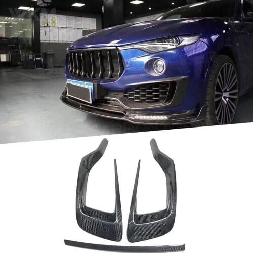 3PCS/Set Carbon Fiber Front Bumper FogLamp outlet Frame Cover for Maserati Levante 2016 -2019 MS Style Head Bumper Vent Trim FRP
