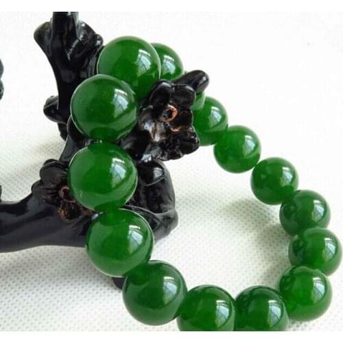 435 NEW 100% Natural Green Beads Bangle Bracelet Handmade 12MM Bead AAA
