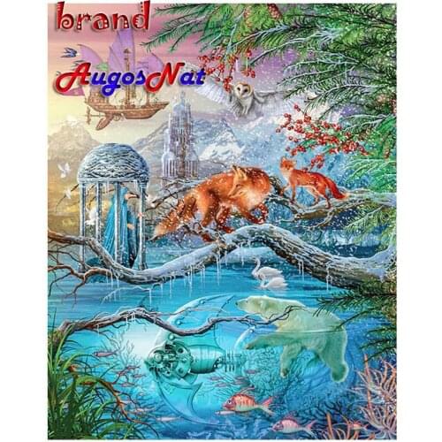 5d full diamond painting fox animal rhinestone embroidery scenery mosaic decor sticker diamond dots poster wall paper diy craft