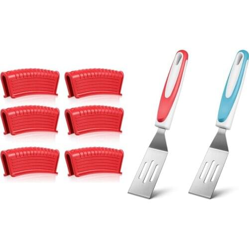 6 Pcs Pan Skillet Handle Cover Sleeve & 2 Pcs Mini Brownie Serving Spatula Cookie Spatula