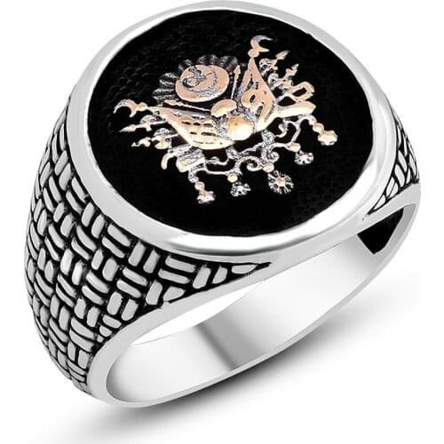 925 sterling Silver Mesh Patterned Ottoman State Crested Ring