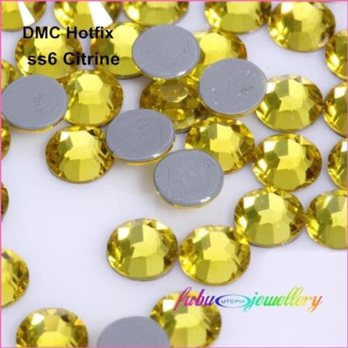 Free Shipping! 1440pcs/Lot, ss6 (1.9-2.1mm) High Quality DMC Citrine Iron On Rhinestones / Hot fix Rhinestones