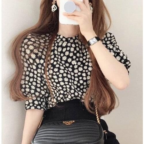 Blusas Mujer De Moda 2021 Verano Dropshipping Korean Fashion Clothing Women Tops Ladies Blusas Female Shirt Floral Chiffon 0651