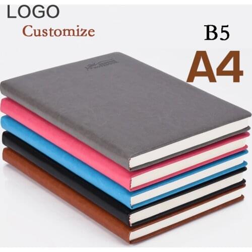 Large A4 B5 notebook notepad logo name customize office compay school supplies PU leather cover Big writing pad diary gift