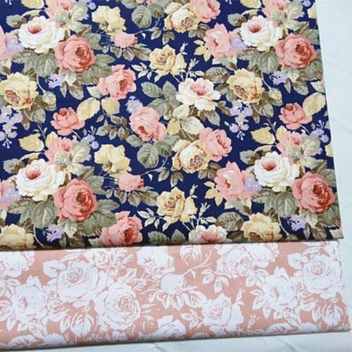 ZY So Pretty 50x40cm Big Blooming Rose Flowers Printed Cotton Fabric Bundle For DIY sewing Doll Cloth
