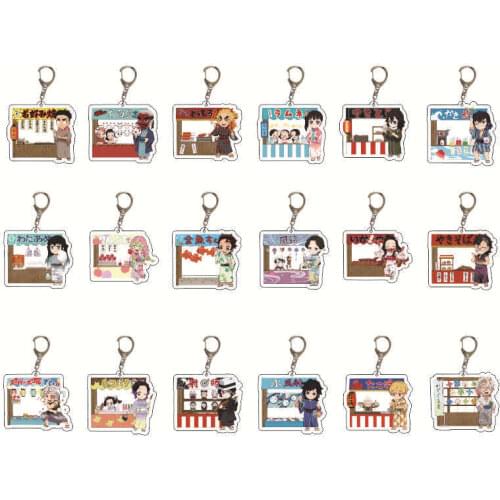 Demon Slayer Anime Keychain Fans Gifts Acrylic Kimetsu No Yaiba Blade of Ghost Keychains Key Chain Keyring Jewelry Accessories