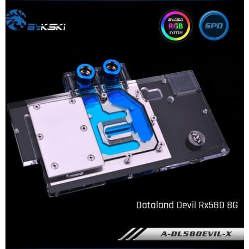 Bykski A-DL58DEVIL-X, Full Cover Graphics Card Water Cooling Block for Dataland DEVIL RX 580