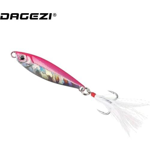 DAGEZI 15g SaltwaterJigging Fishing Lure With Feather Laser Body Sinking Bait Metal Jig Hard Bait For Carp Fishing Hard swimbait
