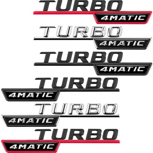 Alloy TURBO 4MATIC Emblem Sticker For Mercedes Benz W212 W202 W205 A C E GLK SL Class AMG Alphabet Side Fender Sticker Decal