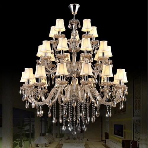 Crystal lamp villa staircase big crystal light european style chandeliers home lamp led Large crystal chandelier lighting modern