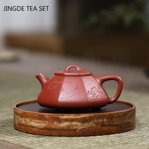 Chinese Yixing tea pots Purple Clay Teapot Raw ore Dahongpao Octagon Stone scoop Kettle Handmade Customized Tea set 150ml