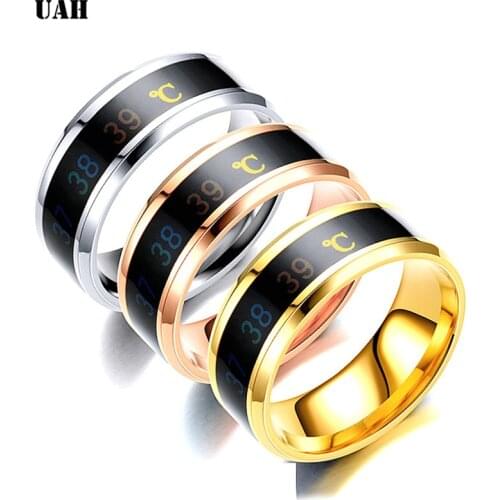 UAH Ring Color Temperature Changing Magic Stanless Steel Wedding rings for women men Fashion Jewelry