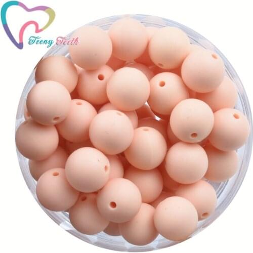 Teeny Teeth 10 PCS Honey Pink Teething Necklace Round 9-15 MM Silicone Ball Beads BPA Free Chew Charms Newborn Nursing Accessory