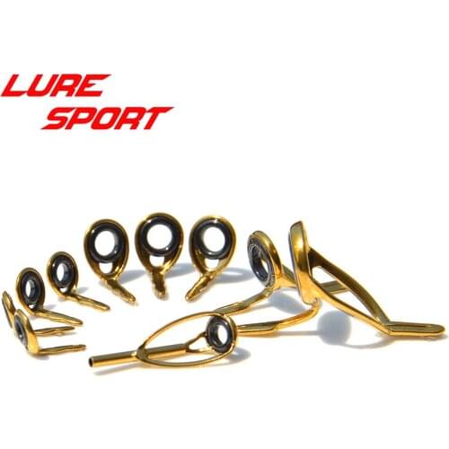 LureSport KT KW guide LG Top 8 9 10pcs Guide set Gold Steel frame sic ring rod guide Rod Building component Repair DIY Accessory