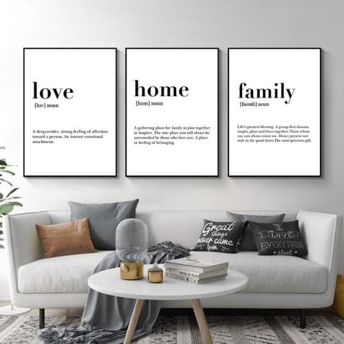 Minimalist Black White Art Canvas Painting Print Love Family Home Quotes Wall Poster Picture For Living Room Home Decor TB89