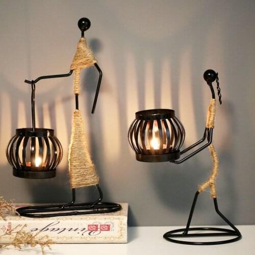 New Metal Men Candlestick Ornament Home Decoration Candle Holder Candlestick Decor Miniature Model Handmade Figurines Art Gifts