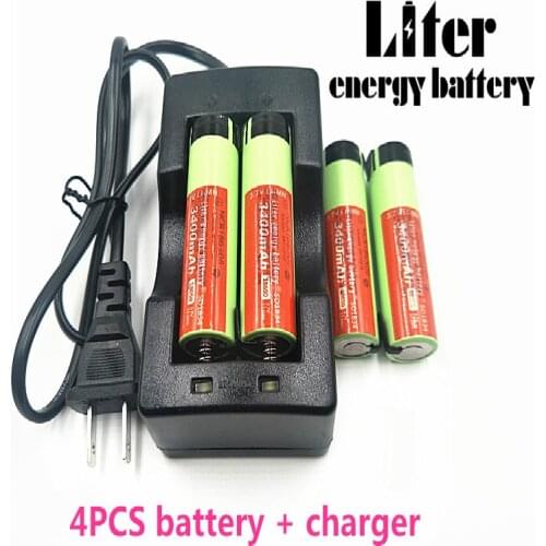 New Protected Original Rechargeable battery NCR18650B 3.7V 3400mah with PCB + Travel Charger Can be used to LED Flashlight