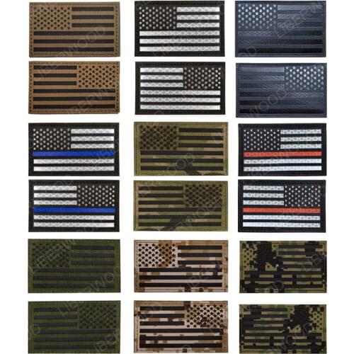 Reversed MULTICAM BLUE RED LINE US IR Infrared Patch America USA Flag Military Nylon SF Applique Hook/Loop Armband Badge