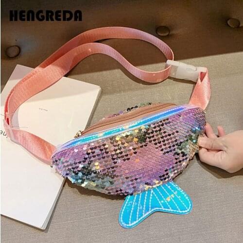Mermaid Waist Bag Sequin Fanny Pack Kids Chest Bag Women`s Belt Bag Girls Hip Bum Pack for Travel Party Daily Sport