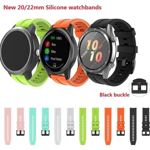 22mm Silicone Wrist Strap For Garmin Vivoactive 4 Sport Bracelet For OnePlus Watch 46mm Black Buckle Breathable Smart Watch Band