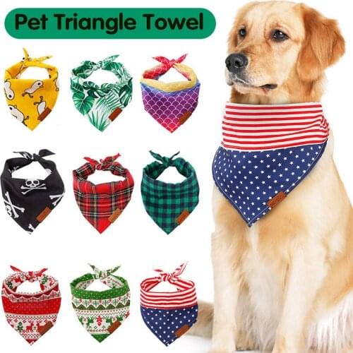 Dog Saliva Scarf Adjustable Pet Triangle Towel Bib Fashion Classic Festival Cat Dog Comfortable Cotton Material Handkerchief Bib