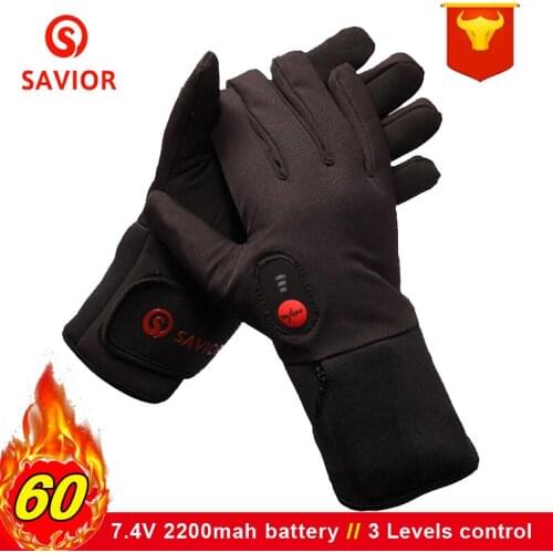 SAVIOR 7.4V Electric Rechargeable Battery Heated Gloves Smart 3 Levels Control Warm Gloves Winter Waterproof Ski Cycling Gift