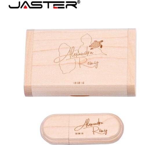 JASTER Maple wood usb+box LOGO print usb flash drive pen drive 4GB 8GB 16GB 32GB 64GB usb2.0 pendrive photography gift