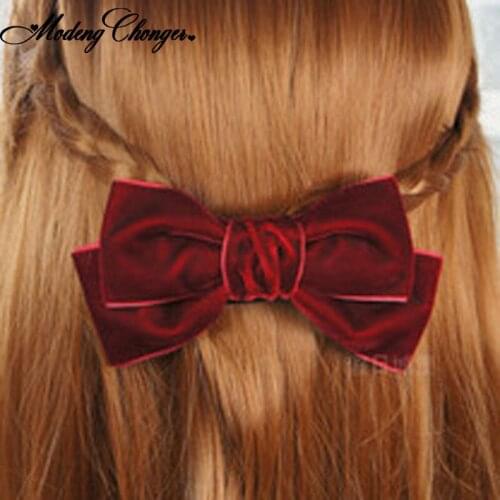 2 Level Bow Hair Clip Korean Vintage Velvet Bow Barrettes Ponytail Clip Hairgrips For Women Girls Bangs Clips Hair Accessories