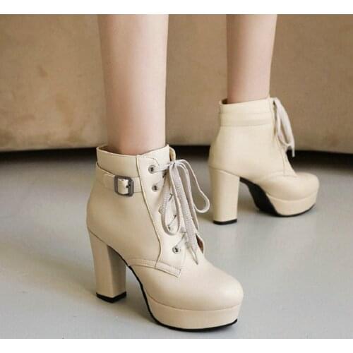 ZawsThia Mature Womans Platform Boots Oversize 33-48 Designer Brand Luxury Women Shoes Block High Heels Goth Martin Ankle Boots