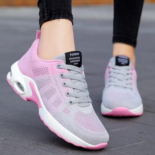 Womens Sneakers Flying Woven Mesh Comfortable Running shoes Breathable non-slip Casual shoes Ladies Hiking Shoes