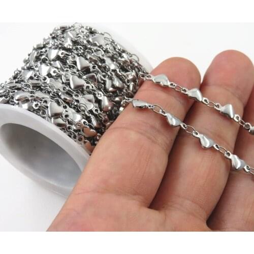 1meter DIY Women Bracelet Stainless Steel Love Heart Chains Fashion Jewelry Accessories