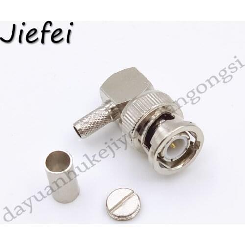 1Pcs 90 Deg Bnc Male Plug Right Angle Crimp for RG58 LMR195 RG142 or RG316 RG174 RG179 LMR100 Cable RF Coaxial Connector