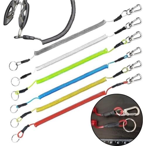 1Pc Portable Max Stretch Lanyards Plastic Retractable Tether Spring Elastic Rope TPU Coiled Anti-Lost Keychain Fishing Tools