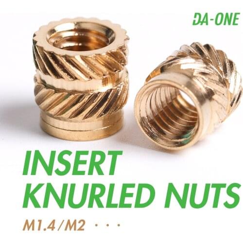 100/200/300 Pcs Insert Knurled Nuts Thread Inserts Female M1.4 M2 Threaded Heating Molding Copper Embedment Nut