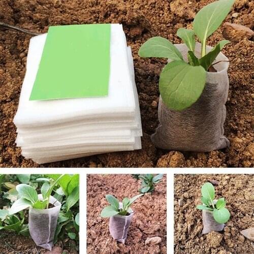 100pcs/lot Biodegradable Seed Nursery Bags Non Woven Nursery Flower Pots Vegetable Transplant Breeding Pots Garden Planting