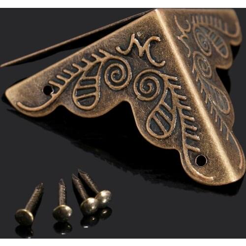12pcs Corner Protector Metal Decorative Jewelry Box Chest Wooden Wine Gift Case Edge Cover Guard with Nails