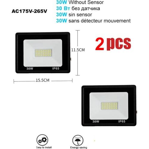 2 pcs 220V 10-100W LED FloodLight Spotlight Exterior Street wall reflector Motion Sensor Lamps 120/100LED LED Lamp Lights Lumina