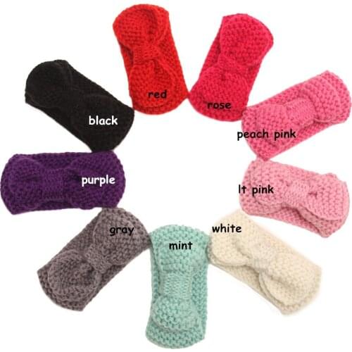 9 pcs/ lot , Crochet Headband bow Knit Winter Headwrap Ear Warmer Hairband Fashion 9 colors