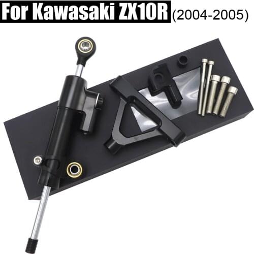 Racing Motorcycle CNC Steering Damper Stabilizer Buffer Control Bar With Mounting Bracket Kit Full Set For Kawasaki ZX10R 04-05