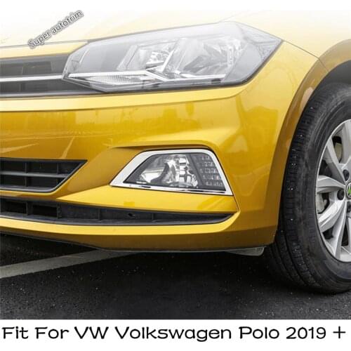 Auto Front Bumper Fog Light Lamp Cover Decoration Trim 2PCS Fit For VW Volkswagen Polo 2019 - 2021 Stainless Steel Accessories