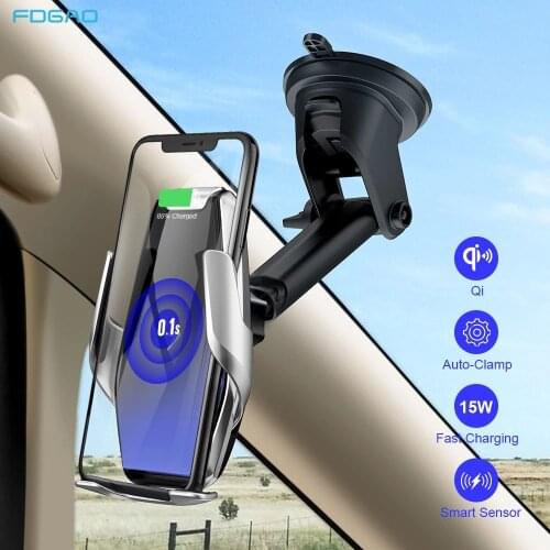 FDGAO Wireless Charger 15W Qi Fast Charging Car Automatic Clamping Air Vent Phone Holder for iPhone 12 11 XS X 8 Samsung S21 S20