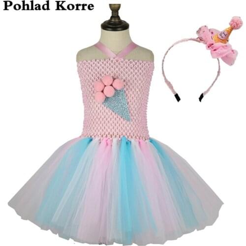 Kids Pastel Ice Cream Girls Tutu Dress Summer Birthday Party Dresses Easter Costume Children Girls Clothes Fancy Dress Vestidos