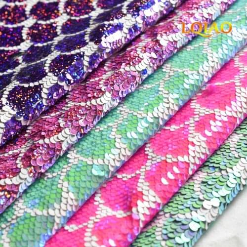 LQIAO Double Face Reversible Sequins Fabric For Handbags Garments DIY Sewing Mermaid Fabric Material Craft Making Accessories