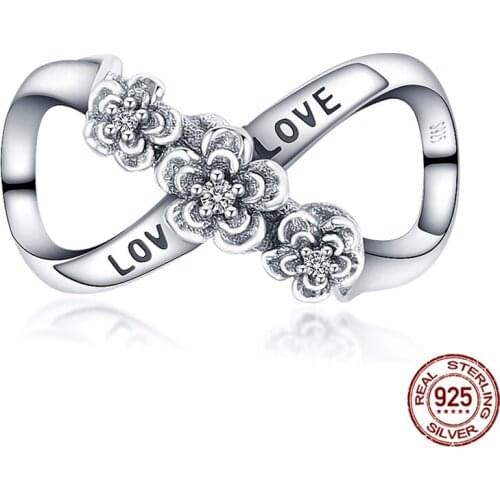 Figure 8 With Flowers Charm&Bead Fit Original 3mm Bracelet&Bangle For Women Birthday Fashion Jewelry Gift 925 Sterling Silver