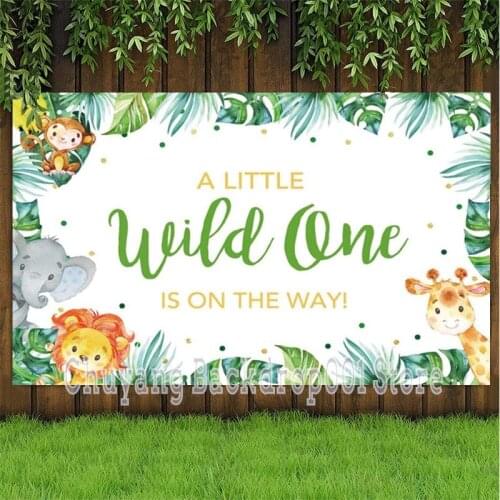 Wild One Backdrop Jungle Safari Anaimal Lion Elephant Kids Baby Shower Happy Birthday Party Photography Backgrounds Banner