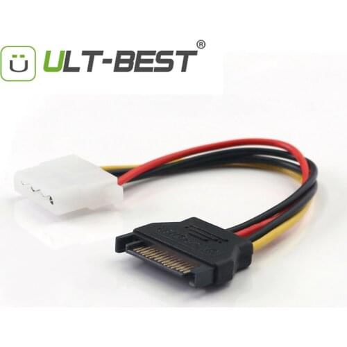 ULT-Best SATA Power Extension Cable Serial ATA 15pin Male to Molex IDE 4pin Female Power Supply for BTC Miner Machine 15CM