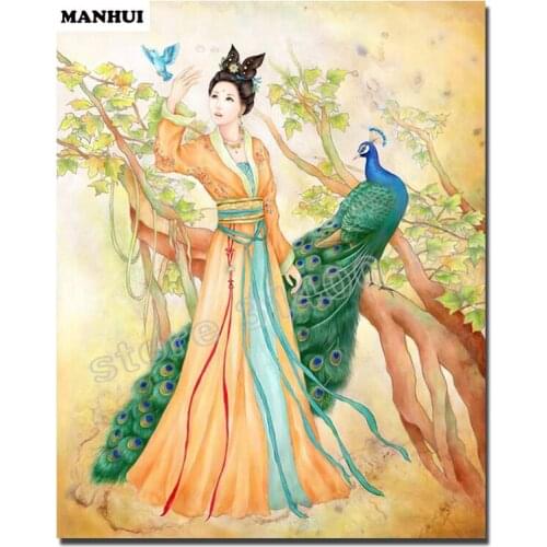 New Diy Diamond painting Beauty and peacock 3D square drill Diamond mosaic pasted full cross stitch Crafts Needlework BEF384