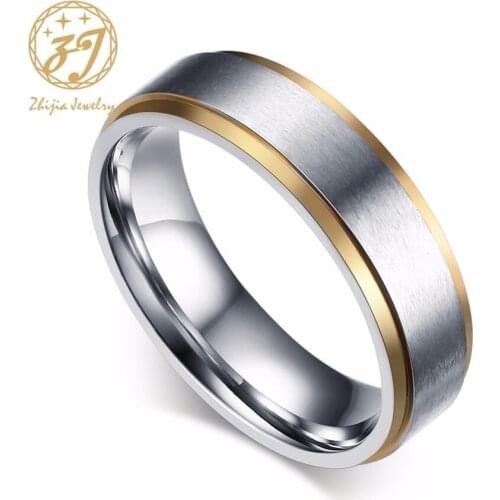 Zhijia Silver Color Classic Engagement Wedding Rings Love Promise Couples Rings Set Stainless Steel Alliance Wedding Band