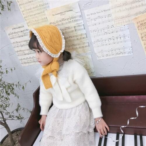 Korean Lace Solid Knit Wool Winter Soft Warm Kids Children Girls Boys Earmuffs Apparel Accessories-LHC